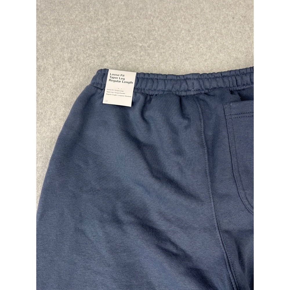 Nike Sportswear Fleece Sweatpants Mens M Blue Swoosh Box Graphic Open Hem Relaxe - Picture 13 of 15